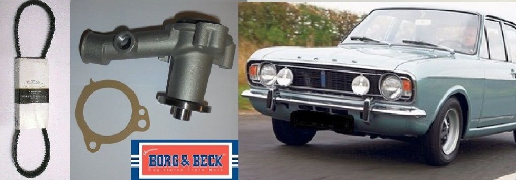 WATER PUMP & FAN BELT (Ford Cortina Mk2) (1200, 1300, 1500, 1600, 1600GT & 1600E) (1966- 70)